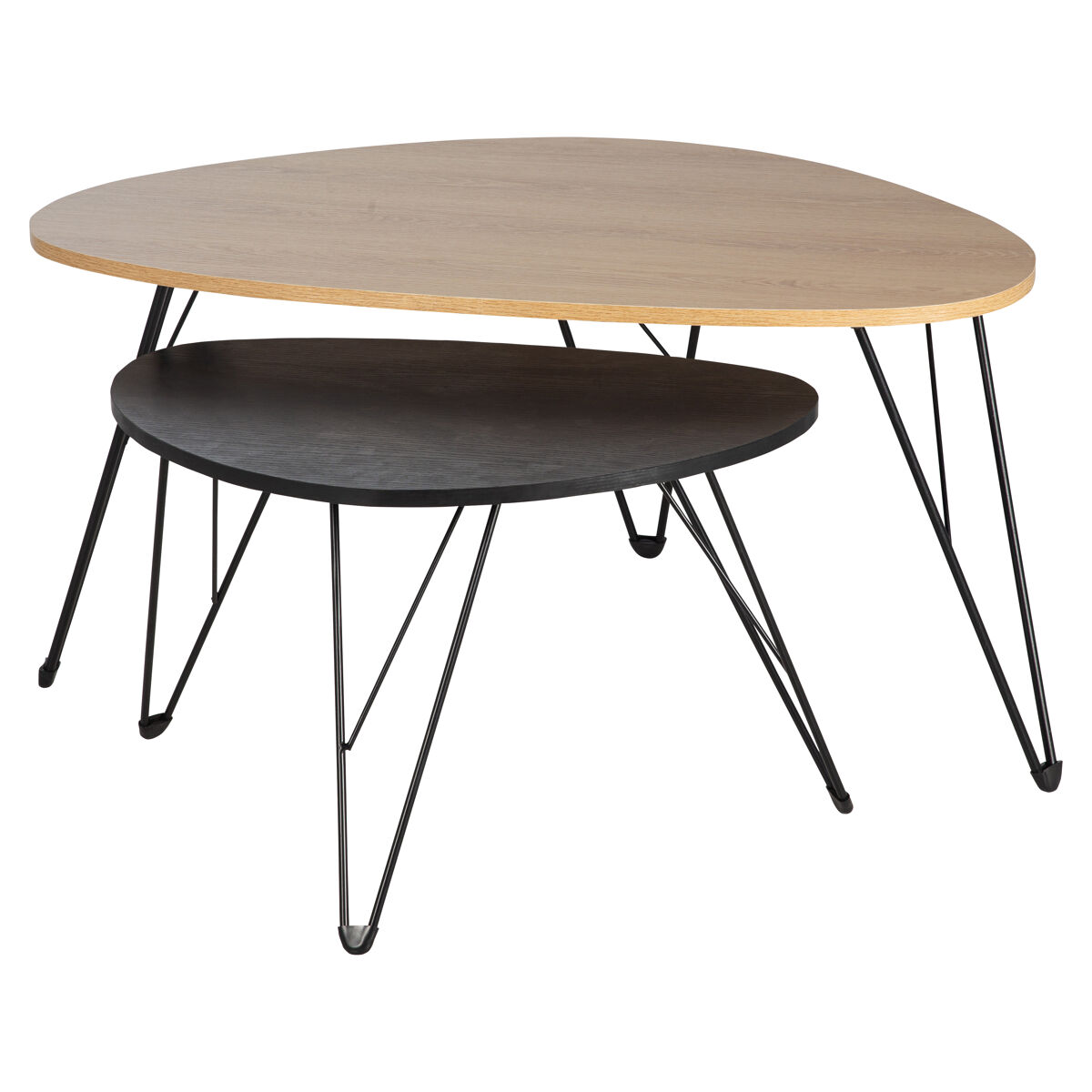 Set de 2 mesas de centro roble y negro BERNA