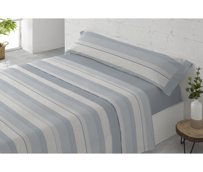 Juego sábanas nairobi polycotton cama 90cm azul