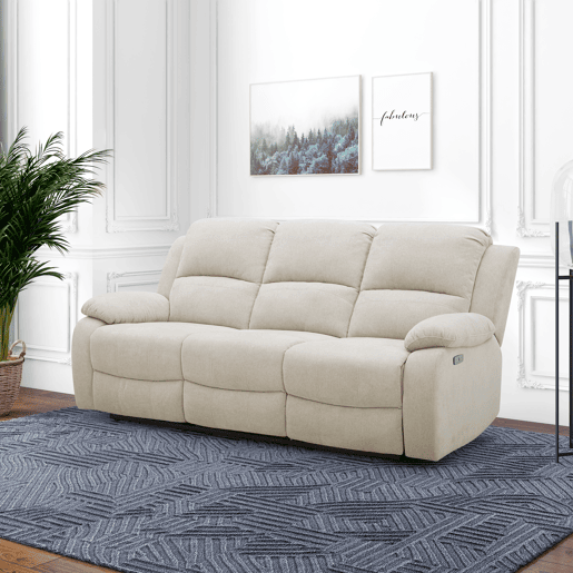 Sofá 3 lugares 2 assentos relax elétrico RYAN cor cinza claro Sofá 3 lugares 2 assentos relax elétrico RYAN cor cinza claro
