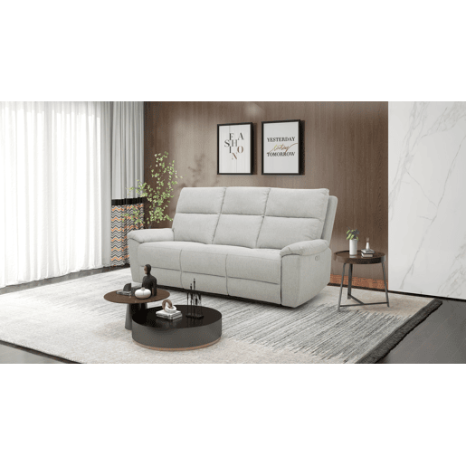 Sofá 3 lugares 3 assentos relax elétrico ARON cor cinza claro