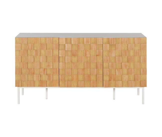 Aparador chess 3 puertas blanco y natural - conforama