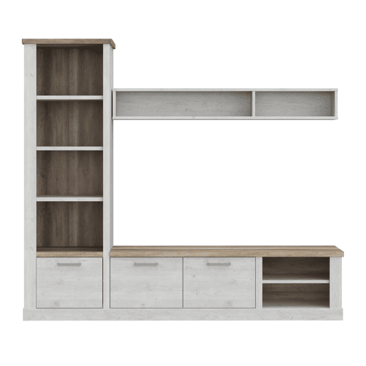 Compacto de tv VERONA 241,6cm branco e carvalho