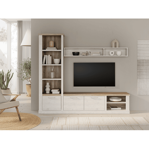 Compacto de tv VERONA 241,6cm branco e carvalho