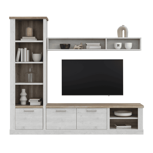 Compacto de tv VERONA 241,6cm branco e carvalho