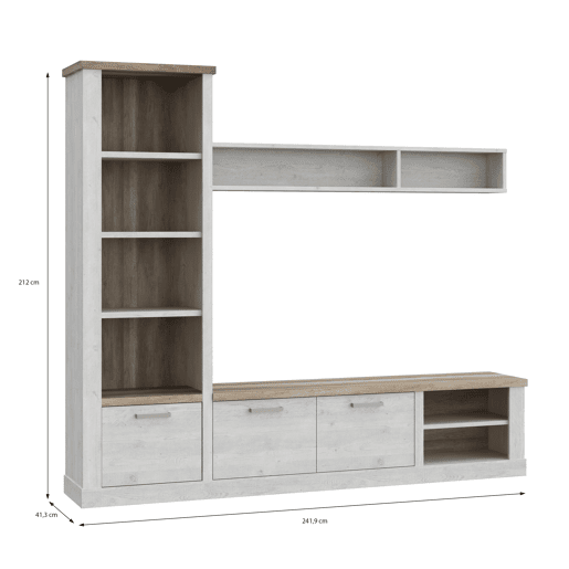 Compacto de tv VERONA 241,6cm branco e carvalho