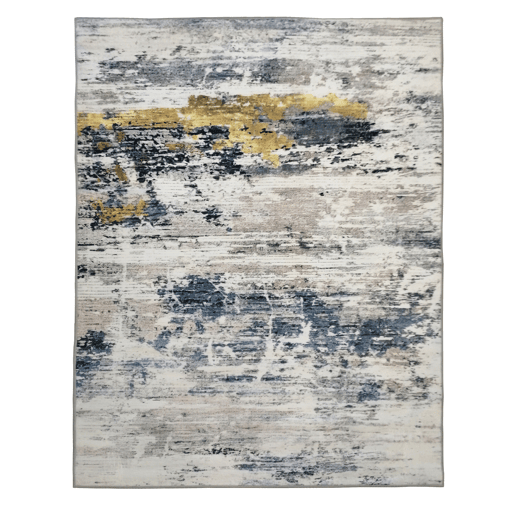 Tapete SOFT poliéster lavável 160x230cm azul, cinzento e dourado