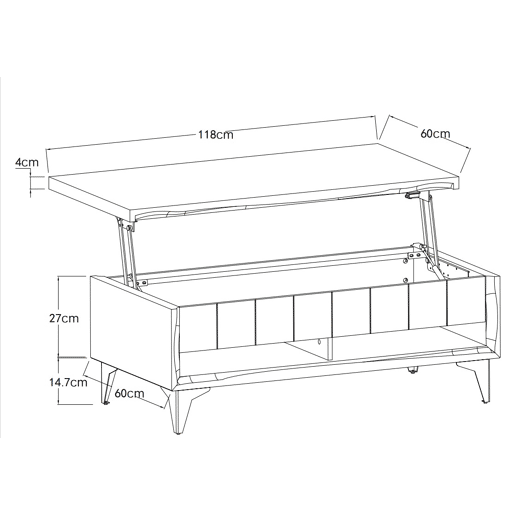 Mesa de centro DIANORA 118x46x60cm Mesa de centro DIANORA 118x46x60cm