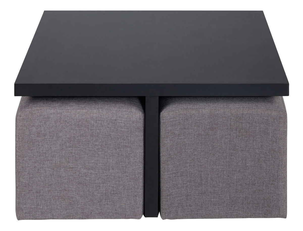 Set mesa de centro con puffs idara color negro