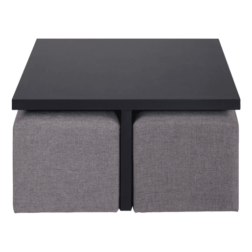 Conjunto de mesa de centro com puffs IDARA cor preta Conjunto de mesa de centro com puffs IDARA cor preta