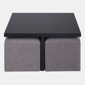 Conjunto de mesa de centro com puffs IDARA cor preta