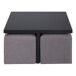 Set mesa de centro con puffs IDARA color negro Set mesa de centro con puffs IDARA color negro Negro/ Gris