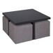 Set mesa de centro con puffs IDARA color negro Set mesa de centro con puffs IDARA color negro Negro/ Gris