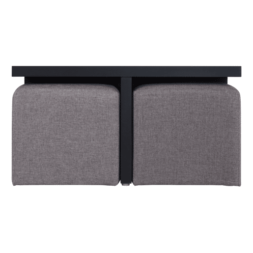 Conjunto de mesa de centro com puffs IDARA cor preta Conjunto de mesa de centro com puffs IDARA cor preta