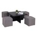 Set mesa de centro con puffs IDARA color negro Set mesa de centro con puffs IDARA color negro Negro/ Gris