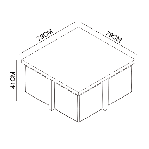 Conjunto de mesa de centro com puffs IDARA cor preta Conjunto de mesa de centro com puffs IDARA cor preta