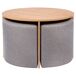 Set mesa de centro con puffs GIA color madera Set mesa de centro con puffs GIA color madera Gris/ Madera