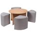 Set mesa de centro con puffs GIA color madera Set mesa de centro con puffs GIA color madera Gris/ Madera