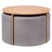 Set mesa de centro con puffs GIA color madera Set mesa de centro con puffs GIA color madera Gris/ Madera