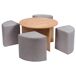 Set mesa de centro con puffs GIA color madera Set mesa de centro con puffs GIA color madera Gris/ Madera