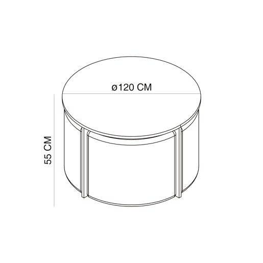 Conjunto de mesa de centro com puffs cor de madeira GIA
