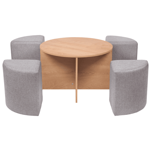 Conjunto de mesa de centro com puffs cor de madeira GIA