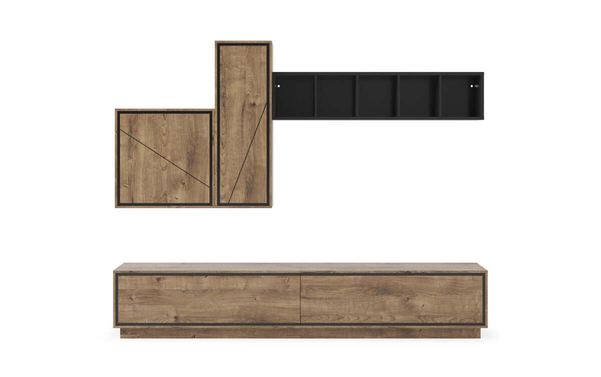 Compacto tv 260cm roble y negro HELSINKI