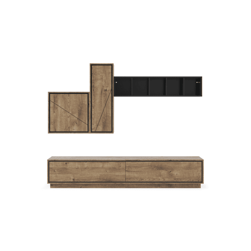 Compacto de tv 260cm preto e carvalho HELSINKI
