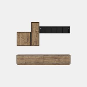 Compacto de tv 260cm preto e carvalho HELSINKI
