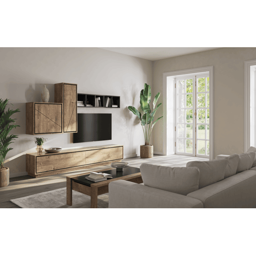 Compacto de tv 260cm preto e carvalho HELSINKI