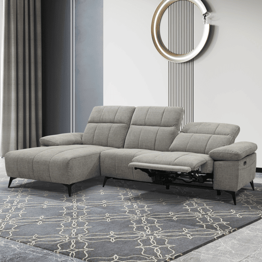 Chaise longue relax elétrico ANDY esquerda 4 lugares cinza claro
