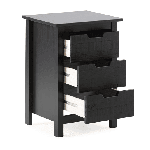 Mesa de cabeceira JULIETA 3 gavetas preto