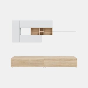 Compacto de TV 260cm branco e carvalho MANHATTAN