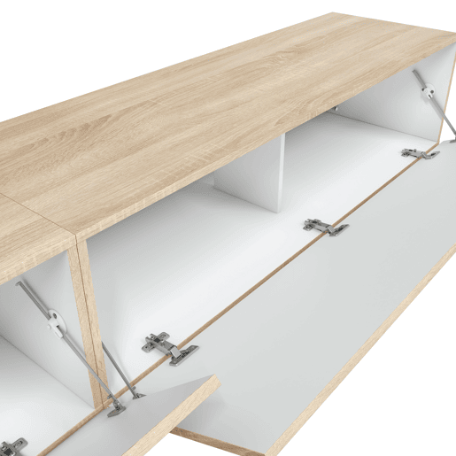 Compacto de TV 260cm branco e carvalho MANHATTAN
