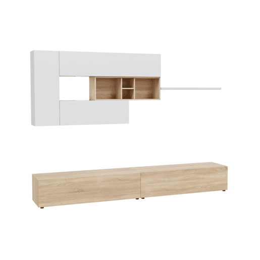 Compacto de TV 260cm branco e carvalho MANHATTAN