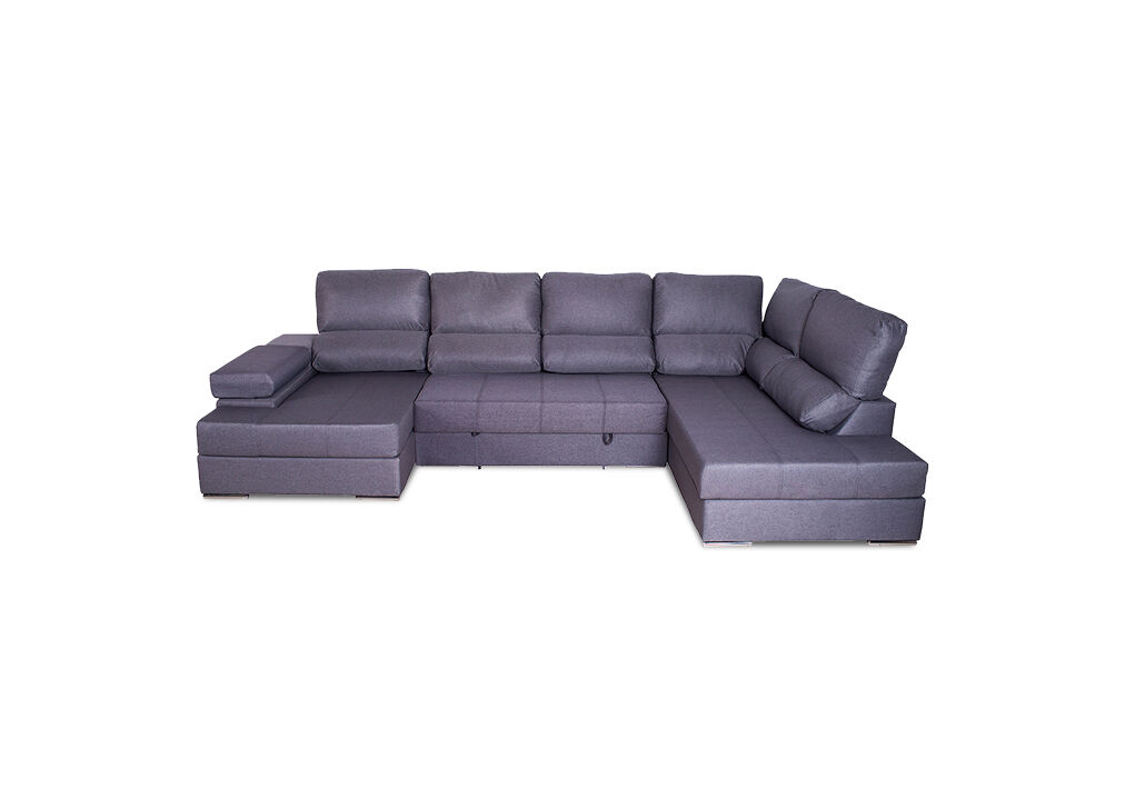 Rinconera con cama marta derecha 5 plazas gris