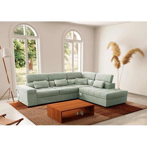 Sofá de canto reversível com cama STEWART 4 lugares verde