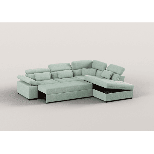 Sofá de canto reversível com cama STEWART 4 lugares verde