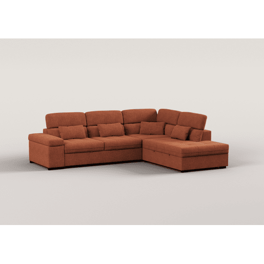 Sofá de canto reversível com cama STEWART 4 lugares terracota