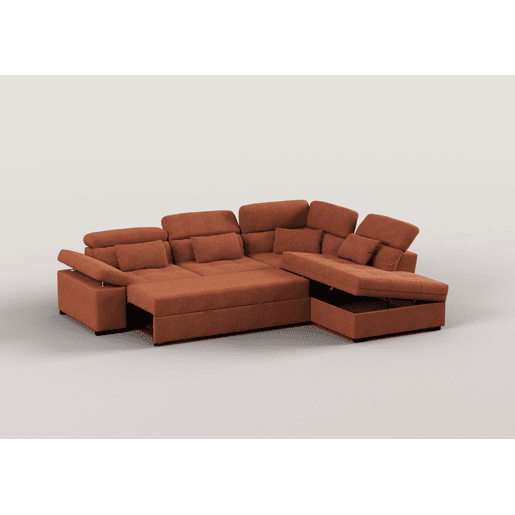 Sofá de canto reversível com cama STEWART 4 lugares terracota