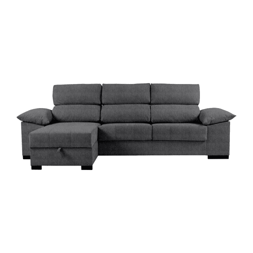 Chaise longue LUCAS reversível 3 lugares cinza escuro