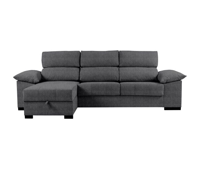 Chaise longue LUCAS reversible 3 plazas gris oscuro