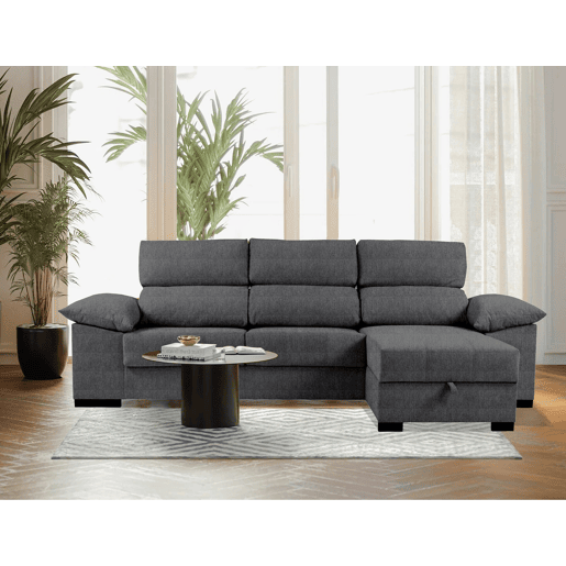 Chaise longue LUCAS reversível 3 lugares cinza escuro
