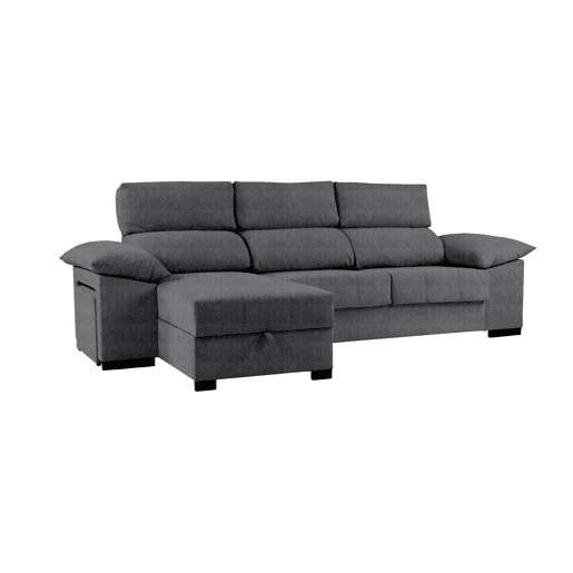 Chaise longue LUCAS reversível 3 lugares cinza escuro
