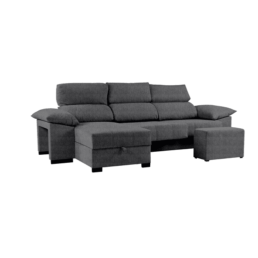 Chaise longue LUCAS reversível 3 lugares cinza escuro