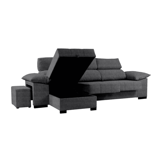 Chaise longue LUCAS reversível 3 lugares cinza escuro