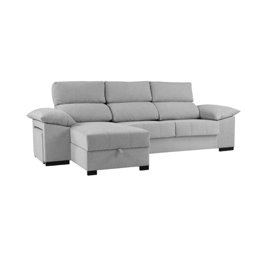 Chaise longue LUCAS reversível 3 lugares cinza claro