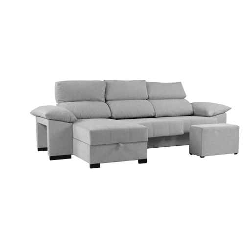 Chaise longue LUCAS reversível 3 lugares cinza claro