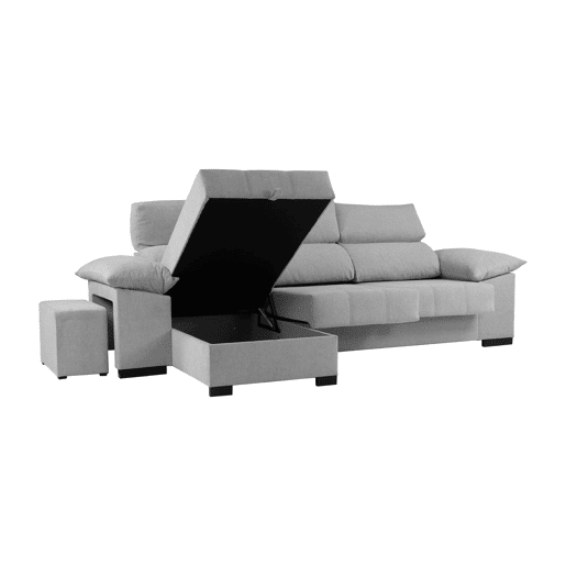 Chaise longue LUCAS reversível 3 lugares cinza claro