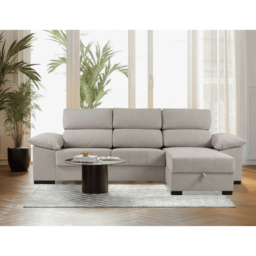 Chaise longue LUCAS reversível 3 lugares bege