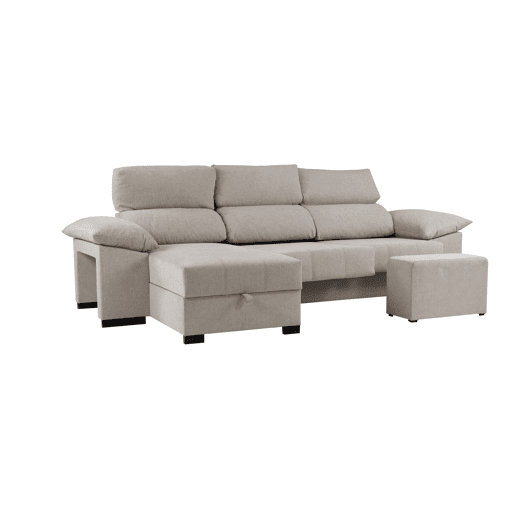 Chaise longue LUCAS reversível 3 lugares bege